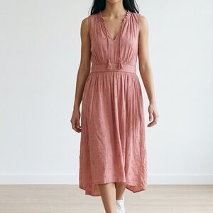 Pink PTP17 Eyelet Cotton Tiered Dress Sleeveless Tassel Cottagecore